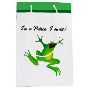 Sacola Para Presentes Média Eu Sou Um Príncipe de Conto de Fadas Sapo Verde En