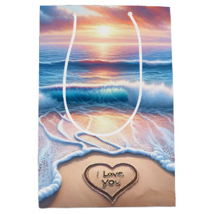 Sacola Para Presentes Média Eu Te Amo A Enviar Texto Na Areia Da Praia
