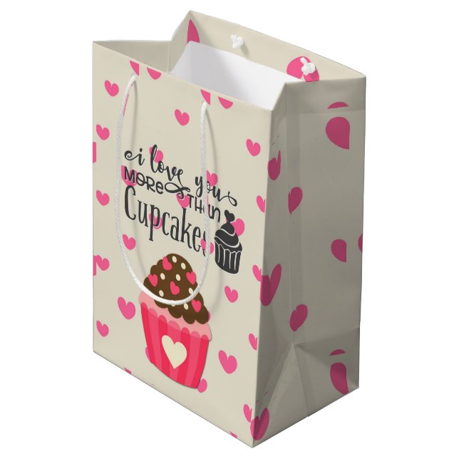 Sacola Para Presentes Média Eu Te Amo Mais Do Que Cupcakes Dando Saco (Verso inclinado)