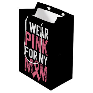 Sacola Para Presentes Média Eu Uso Rosa Para a Conscientização do Câncer de Ma