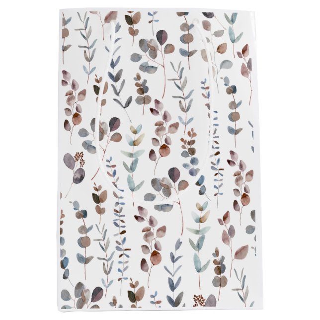 Sacola Para Presentes Média Eucalyptus Watercolor  (Frente)