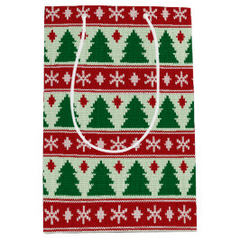 Sacola Para Presentes Média Evergreens & Snowflakes Knit