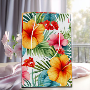 Sacola Para Presentes Média Exótico Floral Havaiano