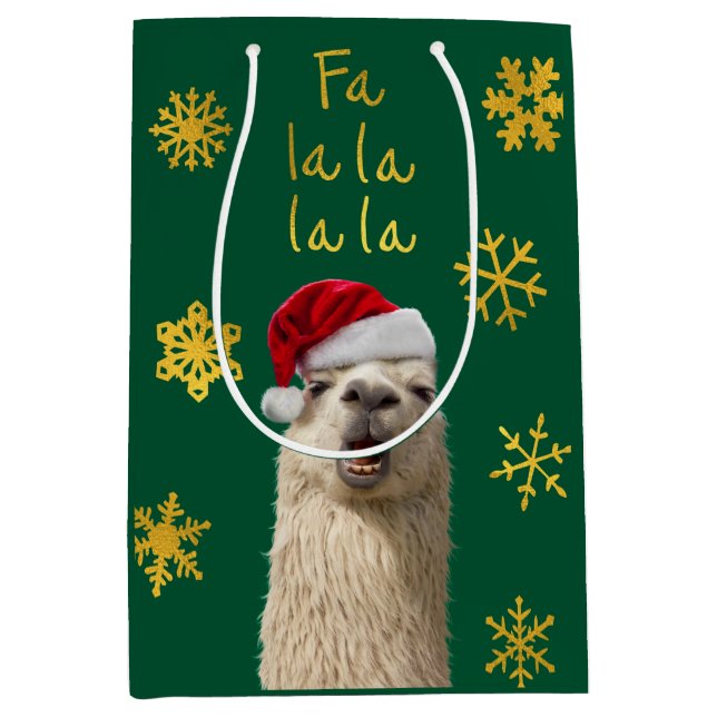 Sacola Para Presentes Média Fa La La La Llama (Frente)