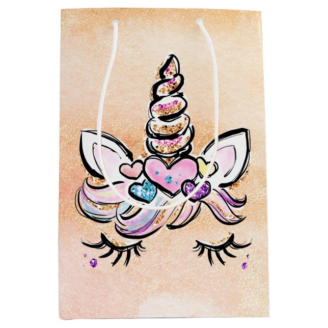 Sacola Para Presentes Média Face Unicorn (Frente)