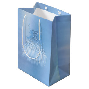 Sacola Para Presentes Média Fada Wing Ice Gown Sheen Iridescente Azul-Geado