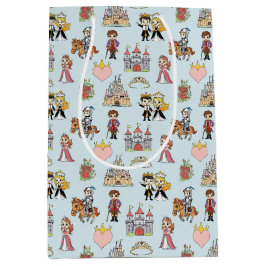 Sacola Para Presentes Média Fairytale Princess e Knight Pattert Gift Bag