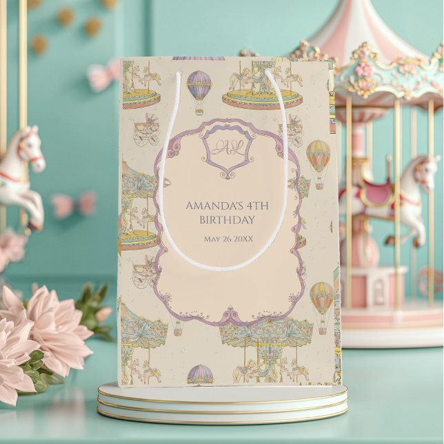 Sacola Para Presentes Média Fairytale Vintage Amusement Park (Criador carregado)