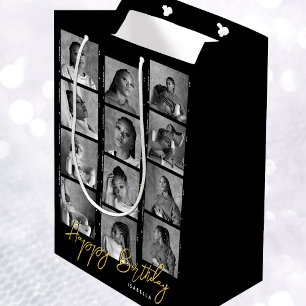 Sacola Para Presentes Média Faixa de Filme de Foto Personalizada de Aniversári