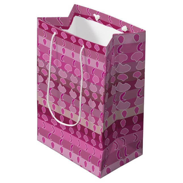 Sacola Para Presentes Média Faixa Floral Rosa (Frente inclinada)