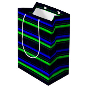 Sacola Para Presentes Média Faixa Verde Azul Preta