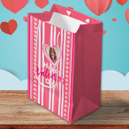 Sacola Para Presentes Média Faixas de Dia de Valentim Personalizadas
