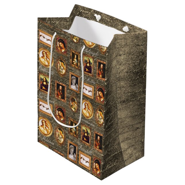 Sacola Para Presentes Média Famosa Arte Enquadrada pelo Renascimento (Frente inclinada)