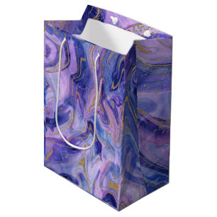 Sacola Para Presentes Média Fantasia de Aquarela Marmoreada de Algodão Doce Et