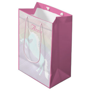 Sacola Para Presentes Média fantasia unicórnio rosa e roxo