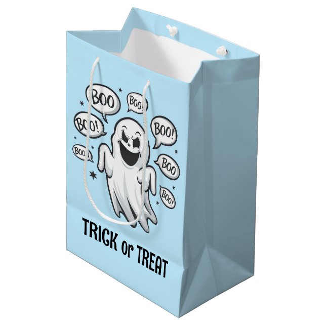 Sacola Para Presentes Média Fantasma Boo Engraçado (Frente inclinada)