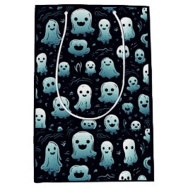 Sacola Para Presentes Média Fantasmas Azuis Fofos Adoráveis Pretos Halloween M