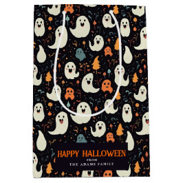 Sacola Para Presentes Média Fantasmas Coloridos Personalizados Felizes Hallowe