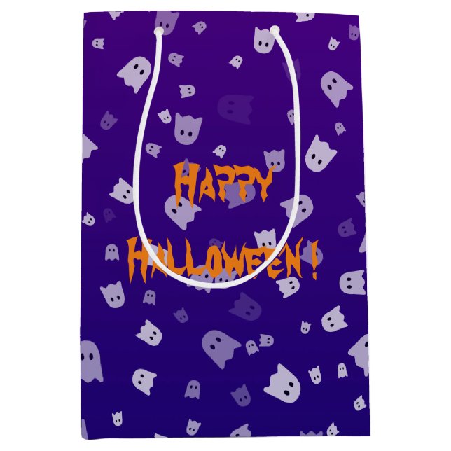 Sacola Para Presentes Média Fantasmas de Halloween (Frente)