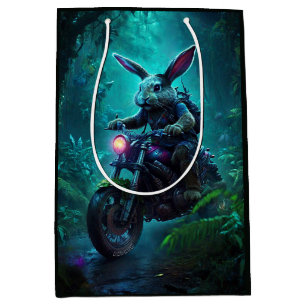Sacola Para Presentes Média Fantasy Bunny Rabbit Em Moto
