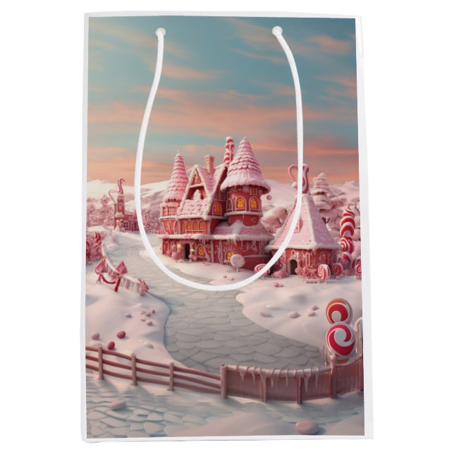 Sacola Para Presentes Média Fantasy Gingerbird House com Candies 4 (Frente)