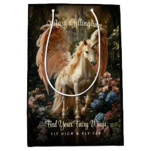 Sacola Para Presentes Média Fantasy Pink Fairy Forest Unicorn Woodland Magic