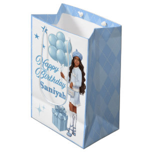Sacola Para Presentes Média Fashionista Adolescente Na moda Azul Desejos de An