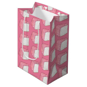 Sacola Para Presentes Média Fatia de Bolo Esponja Angel Food Rosa Confeitaria