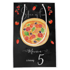 Sacola Para Presentes Média Fatia de diversão, aniversário de pizza