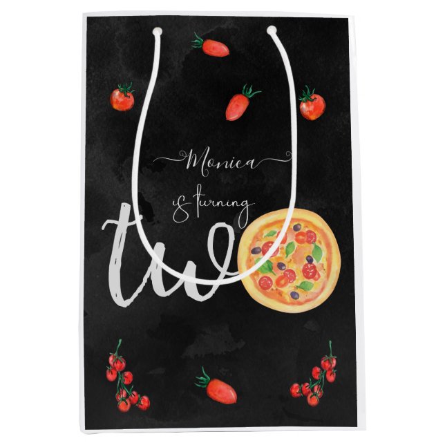 Sacola Para Presentes Média Fatia de diversão, segundo aniversário (Frente)