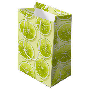 Sacola Para Presentes Média Fatias de limão em amarelo claro