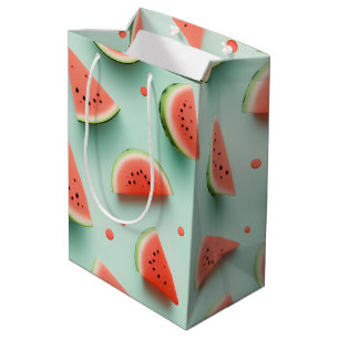Sacola Para Presentes Média Fatias de melancia em verde