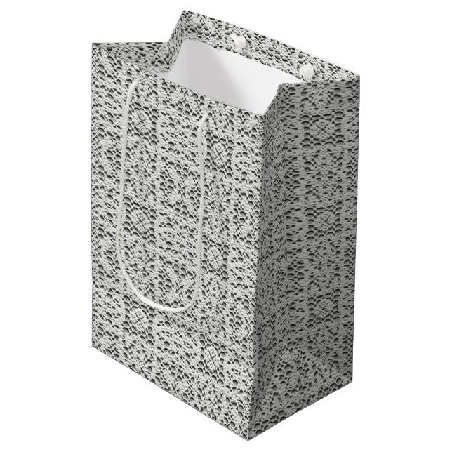 Sacola Para Presentes Média Faux Crochet White (Frente inclinada)