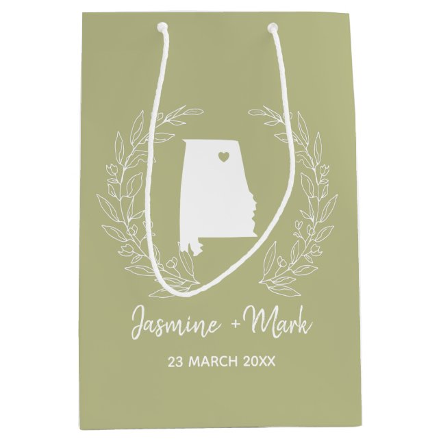 Sacola Para Presentes Média Favor de casamento para o destino estadista do Ala (Frente)