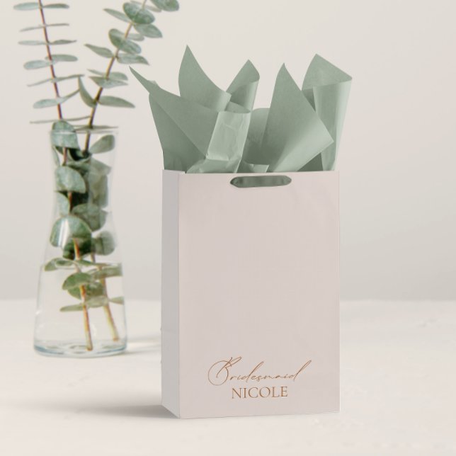 Sacola Para Presentes Média Favores Mínimos Elegantes da Bridesmaid (Criador carregado)