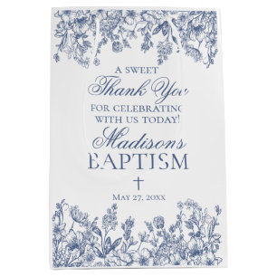 Sacola Para Presentes Média Favoritos de Batismo Floral Vintage Chinoiserie Az
