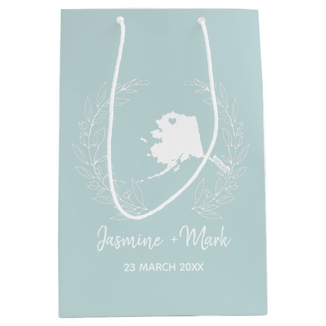 Sacola Para Presentes Média Favoritos de casamento do mapa estadual do Alasca (Frente)