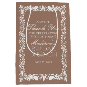 Sacola Para Presentes Média Favoritos para Brunch de Noiva Mocha Brown Talaver