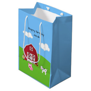Sacola Para Presentes Média Fazenda Barnyard Animal Birthday