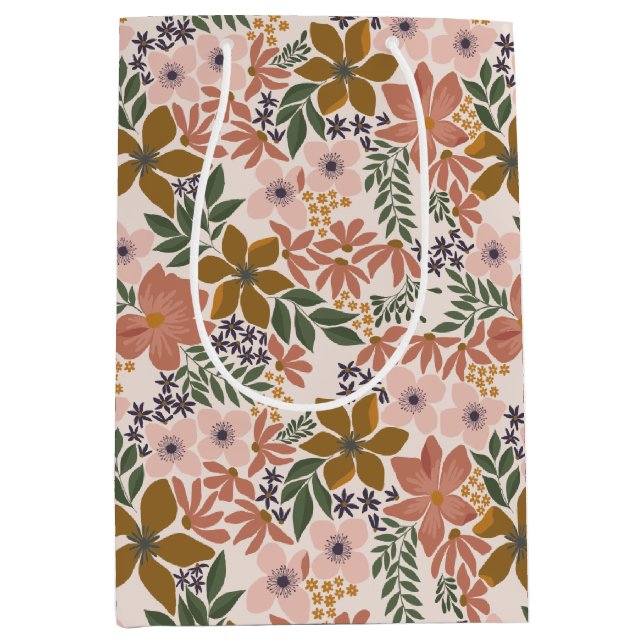 Sacola Para Presentes Média Fazenda Floral  (Frente)