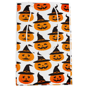 Sacola Para Presentes Média Feiticeiras e Abóboras no Halloween
