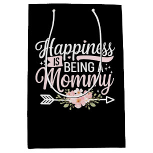 Sacola Para Presentes Média Felicidade é Ser Uma Mamãe Floral Dia das Mães