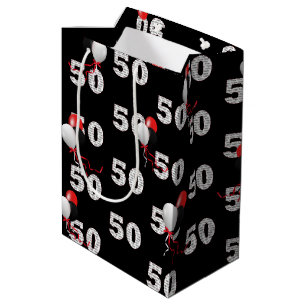 Sacola Para Presentes Média Feliz 50º aniversário Balões médios de present