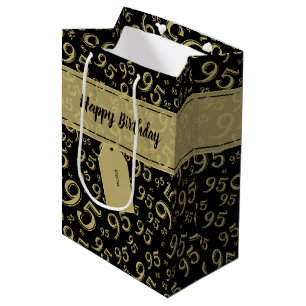 Sacola Para Presentes Média Feliz 85º aniversário Padrão de Números Negros/Dou