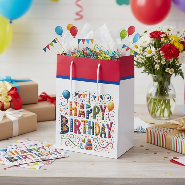 Sacola Para Presentes Média Feliz Aniversário (Criador carregado)