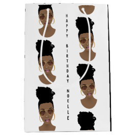 Sacola Para Presentes Média Feliz Aniversário, Arma Mensageiro, Preto e Branco