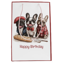 Sacola Para Presentes Média Feliz Aniversário Bonjour French Bulldogs