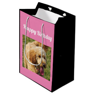Sacola Para Presentes Média Feliz Aniversário Cão de Goldendoododododle