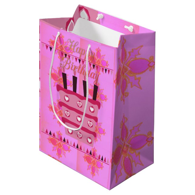 Sacola Para Presentes Média Feliz Aniversário com Muito Amor (Frente inclinada)
