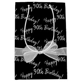 Sacola Para Presentes Média Feliz aniversário de 90 com arco